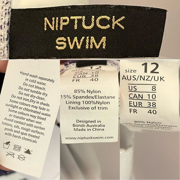 Niptuck Swim Nautical Stripe Ahoy Foil Twist Front Tummy Control Swimsuit US 8 - Picture 6 of 8